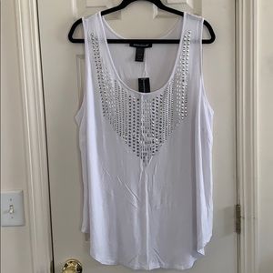 Ashley Stewart Sleeveless Top with Silver Grommets